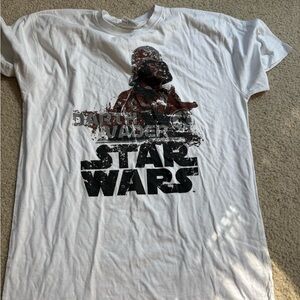 Star Wars Darth Vader White and Gray Tee Medium